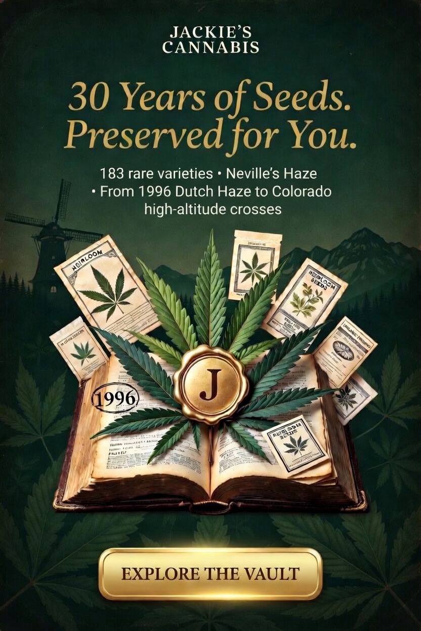 Jackie's Cannabis β 30 Years of Seeds. Preserved for You. 183 rare varieties. Explore the Vault.